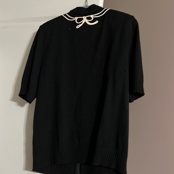 St. John Tops St John Collection Black Zip Top With White Trim